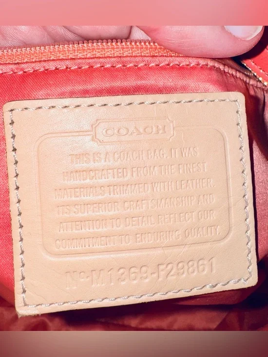 Coach Straw Leather Flower Appliqué Tote Handbag F29861 - 2013 Salmon Beige EUC - Picture 6 of 14